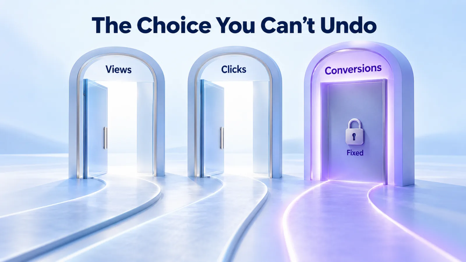 Illustration: the campaign objective, views, clicks or conversions, is fixed once the campaign is created