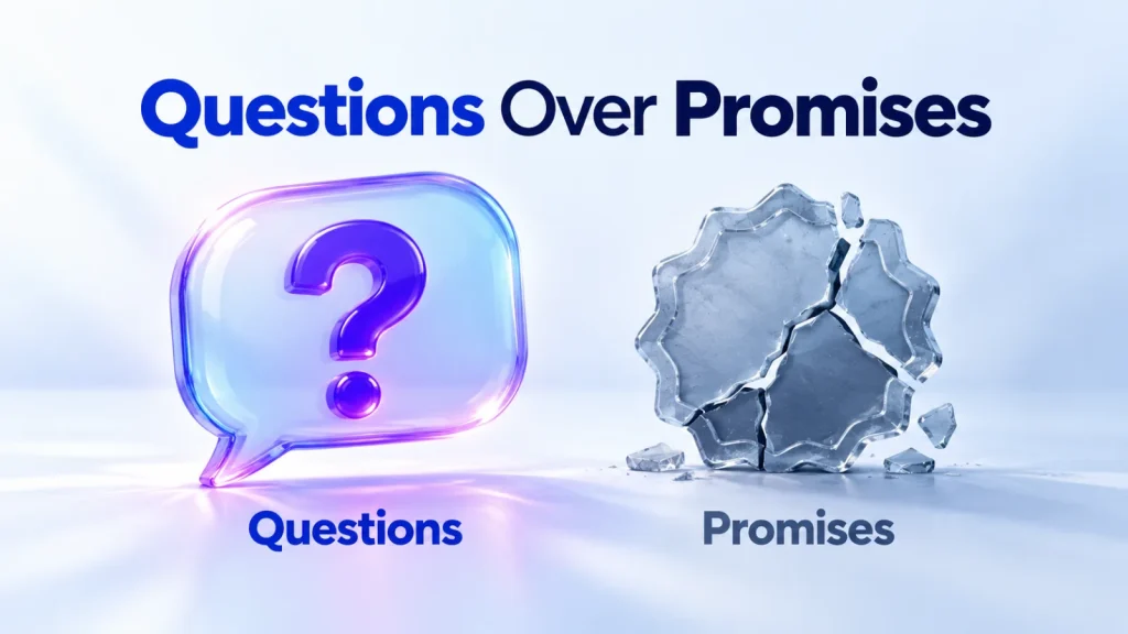 Illustration: clear questions outweigh promises when choosing an agency