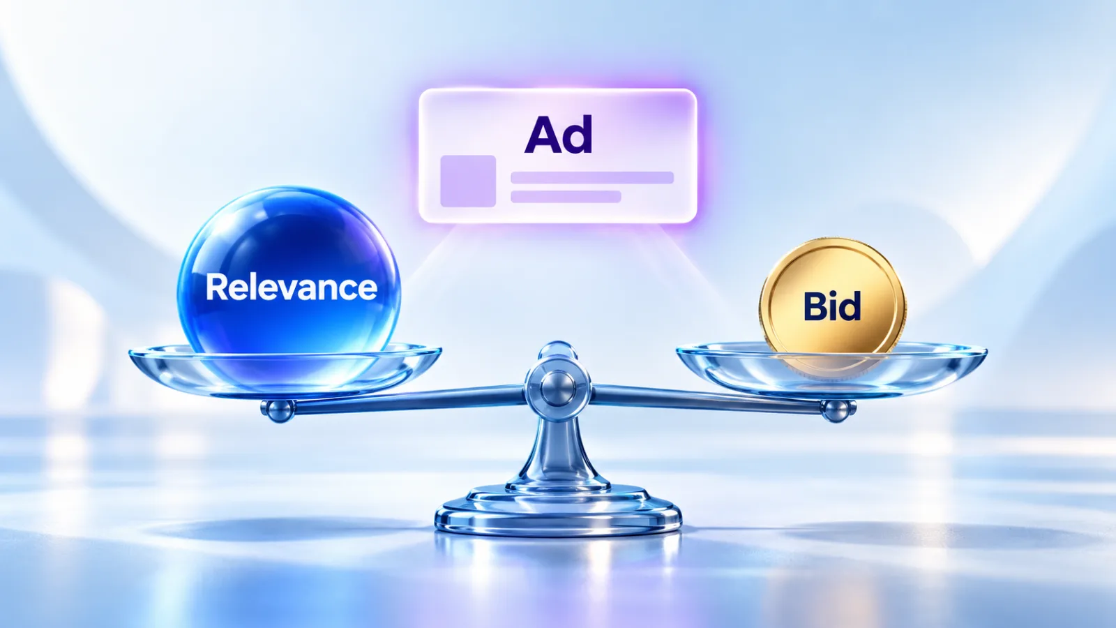 Illustration: relevance and the advertiser bid are both considered when several ads are eligible